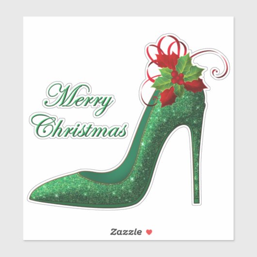 グリーングリッターヒールビニールステッカー シール (シート)