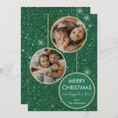 グリーングリッターフォトメリークリスマス シーズンカード (正面/裏面)