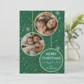 グリーングリッターフォトメリークリスマス シーズンカード (スタンド正面)