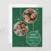 グリーングリッターフォトメリークリスマス シーズンポストカード (正面/裏面)