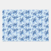 グリーングリッターブルーオーナメントボウズクリスマス ラッピングペーパーシート (正面3)