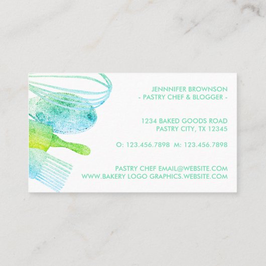 グリーングリッターペストリーベーカリー調理師カテラー 名刺 (裏面)