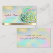 グリーングリッターロータスホログラフィックインクヨガ 名刺 (正面/裏面)