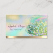 グリーングリッターロータスホログラフィックインクヨガ 名刺 (正面)