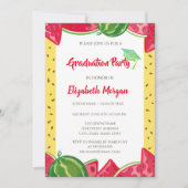 グリーングリッター卒業キャップ、スイカ卒業 招待状 (正面)