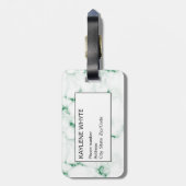 グリーングリッター大理石パーソナライズされたラゲージタグ ラゲッジタグ (裏面縦)