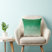 グリーングリッター滴下モノグラム クッション (椅子)