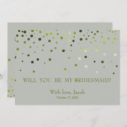 グリーングリッター私の花嫁招待状 招待状 (正面/裏面)