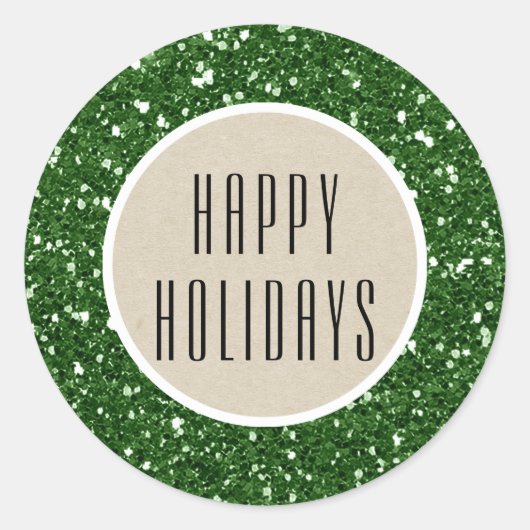 グリーングリッター&クラフト素朴ホリデースパークルフリット ラウンドシール (正面)