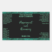 グリーングリッター&ブラック化粧品ボトルラベル 長方形シール (正面)