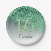 グリーングリッター, 16グリッター, Sweet 16誕生日 ペーパープレート (正面)