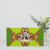 グリーングルービークリスマスホリデーフォトカードテンプレート シーズンカード (スタンド正面)