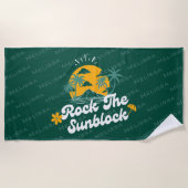 グリーングルーヴィレトロロックザサンブロックサマービーチ ビーチタオル (正面)