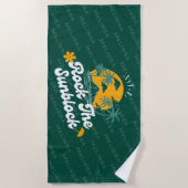 グリーングルーヴィレトロロックザサンブロックサマービーチ ビーチタオル (正面)