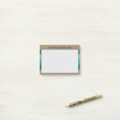 グリーングレストライプーモダン男らしー&モノグラム名 ポストイット (デスク上)