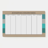 グリーングレストライプーモダン男らしー&モノグラム名 ポストイット (正面)