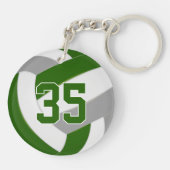 グリーングレーのチームカラーパーソナライズされたバレーボール キーホルダー (裏面)