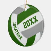 グリーングレーの男の子バレーボールチームの色 セラミックオーナメント (左)