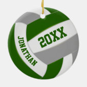 グリーングレーの男の子バレーボールチームの色 セラミックオーナメント (裏面)