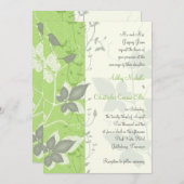 グリーングレーアイボリーつる植物鳥結婚式招待状 招待状 (正面/裏面)