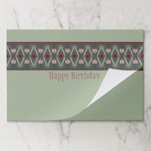 グリーングレーアンドピンク紙ランチョンマット