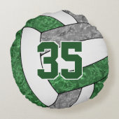 グリーングレーガーリーバレーボールチームの色 ラウンドクッション (裏面)