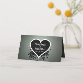 グリーングレーグリッターとハート プレイスカード (裏面)