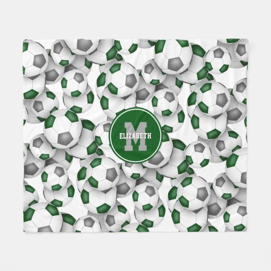 グリーングレースポーツガールズボーズサッカーチームカラー フリースブランケット (正面(横))