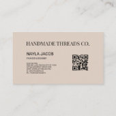 グリーングレーチェッカーボードパターンQRコードハンドメイド 名刺 (裏面)