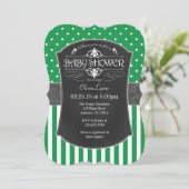 グリーングレーチョークボードストライプ招待状 招待状 (スタンド正面)