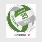 グリーングレーチームカラーガールズボーイズバレーボール シール (シート)