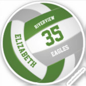 グリーングレーチームカラーガールズボーイズバレーボール シール (正面)