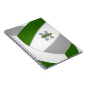 グリーングレーチームカラーガールズボーイズバレーボール ノートブック (右側)