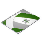 グリーングレーチームカラーガールズボーイズバレーボール ノートブック (左側)