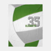 グリーングレーチームカラーバレーボールアスリート名 フリースブランケット (正面)