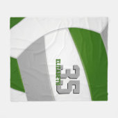 グリーングレーチームカラーバレーボールアスリート名 フリースブランケット (正面(横))