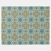 グリーングレーティール(緑がかった色)ブルーオークレーお尻ボヘミアンバリアート フリースブランケット (正面(横))