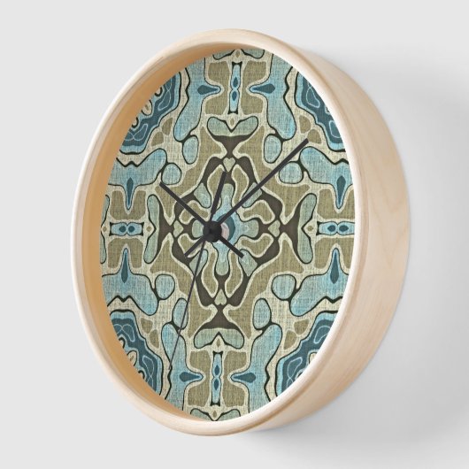 グリーングレーティール（緑がかった色）ブルーオークレーお尻ボヘミアンバリアート 壁時計 (傾斜)