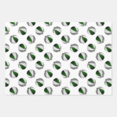 グリーングレーバスケットボールを与えるコーディネートされたスポーツ ラッピングペーパーシート (正面3)