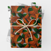 グリーングレーバスケットボールを与えるコーディネートされたスポーツ ラッピングペーパーシート (インサイチュ)