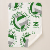 グリーングレーバレーボールコートhappy placeタイポグラフィ シェルパブランケット (正面)