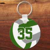 グリーングレーバレーボールチームの色 キーホルダー (正面)
