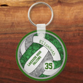 グリーングレーバレーボールkeychain wスクールチーム名 キーホルダー (正面)