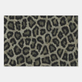 グリーングレーブラックレオパードアニマルプリント ラッピングペーパーシート (正面3)