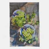 グリーングレープの静物画 キッチンタオル (縦)