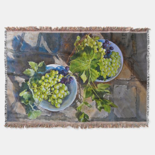 グリーングレープの静物画 スローブランケット (正面)