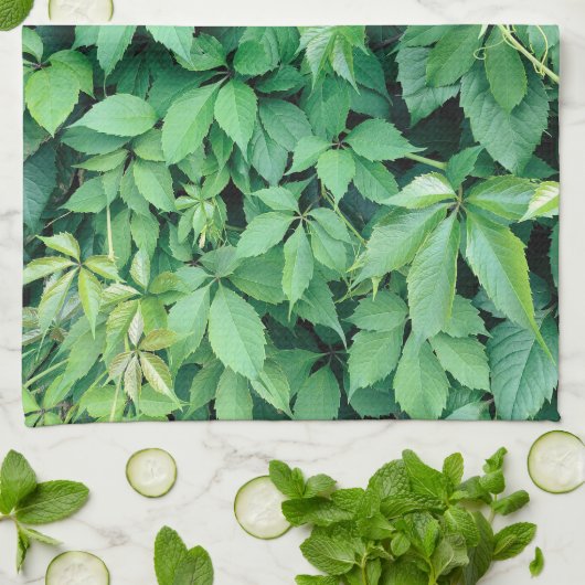 グリーングレープ葉 キッチンタオル (折り畳み)