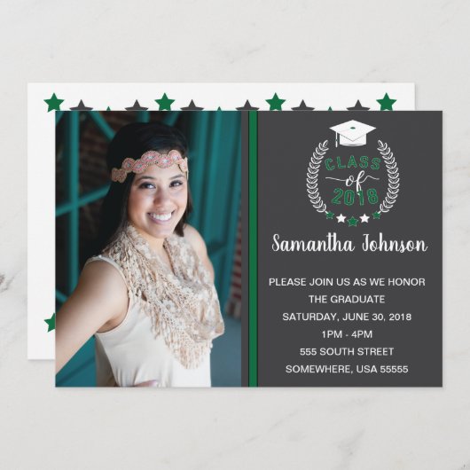 グリーングレー卒業パーティー招待状 招待状 (正面/裏面)