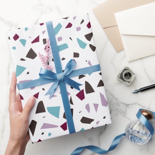 グリーングレー抽象芸術テラゾモザイクストーンパターン ラッピングペーパー (ギフト)