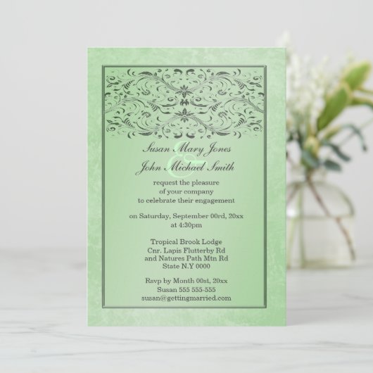 グリーングレ結婚ーの記念日婚約 招待状 (スタンド正面)